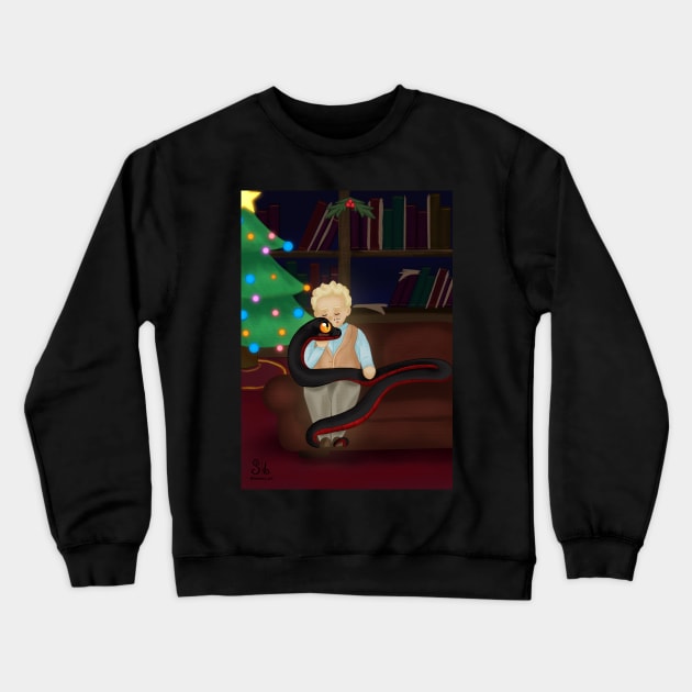 Aziraphale and Crowley Christmas kiss Crewneck Sweatshirt by AC Salva